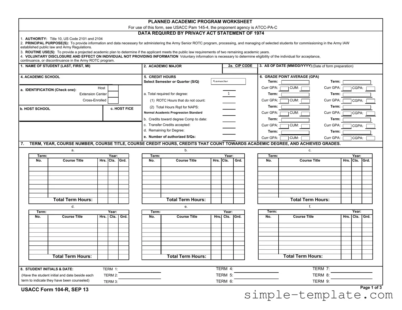 Free 104 R Form in PDF