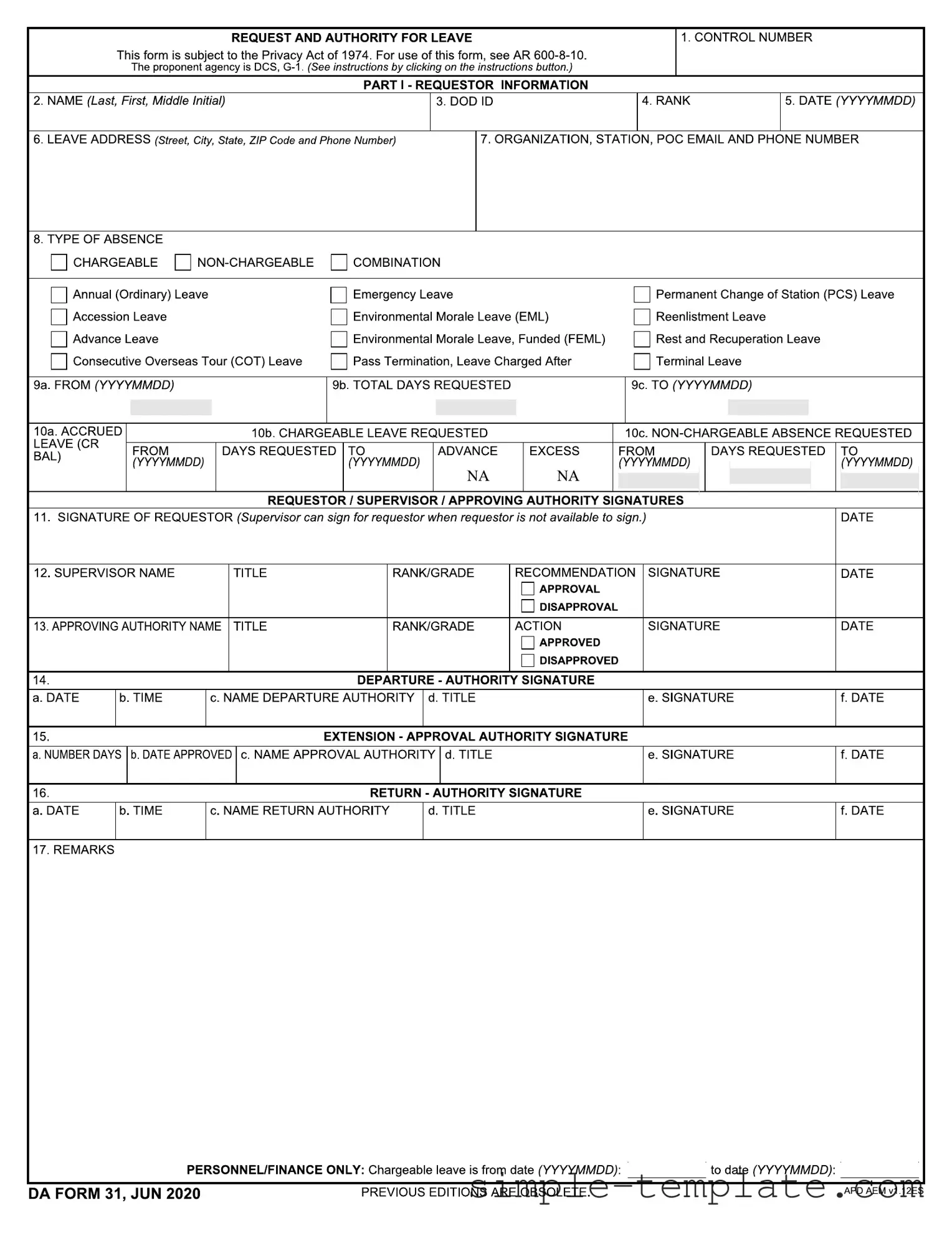 Free Da 31 Form in PDF
