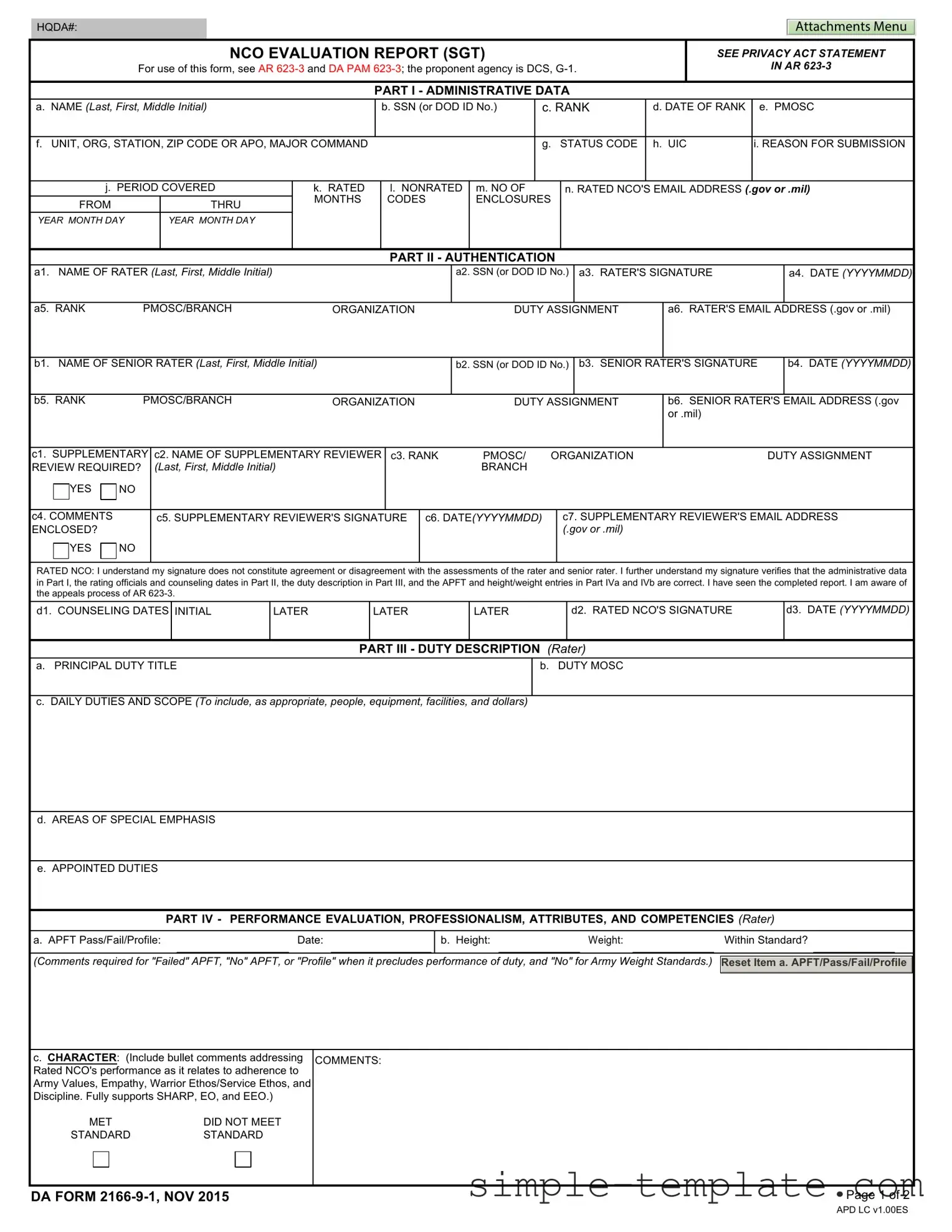 Free Da 2166 9 1 Form in PDF