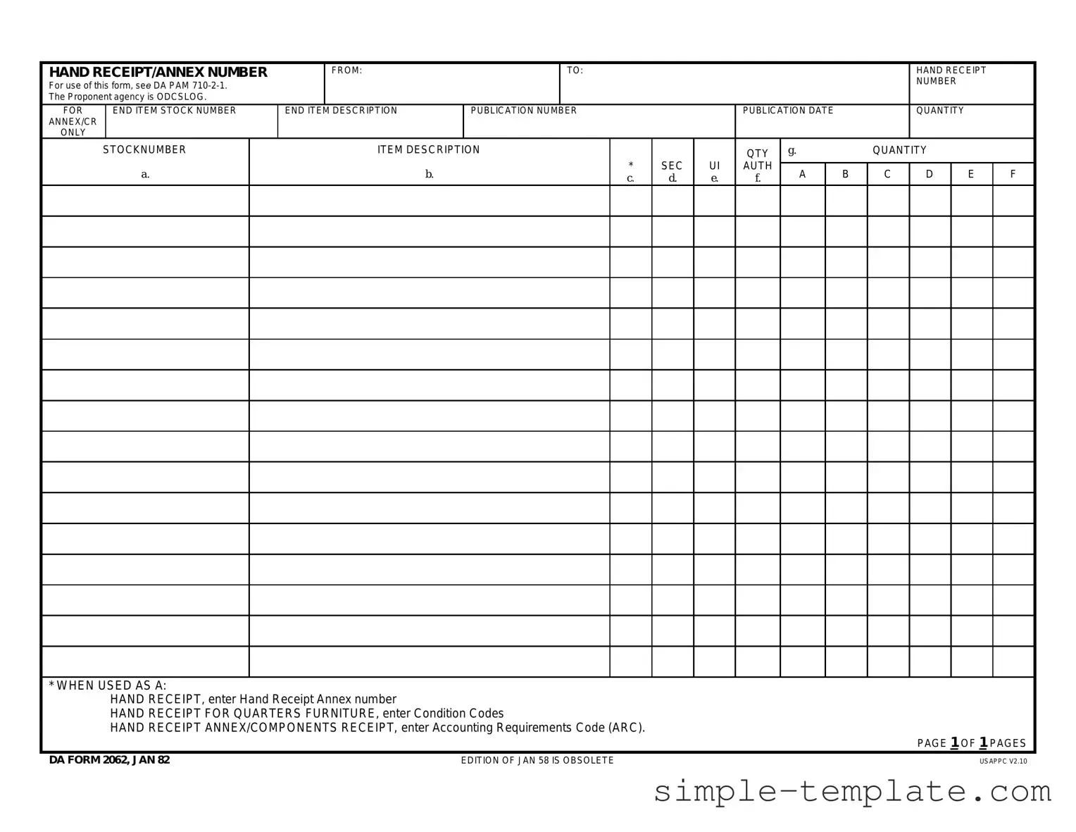Free Da Form in PDF
