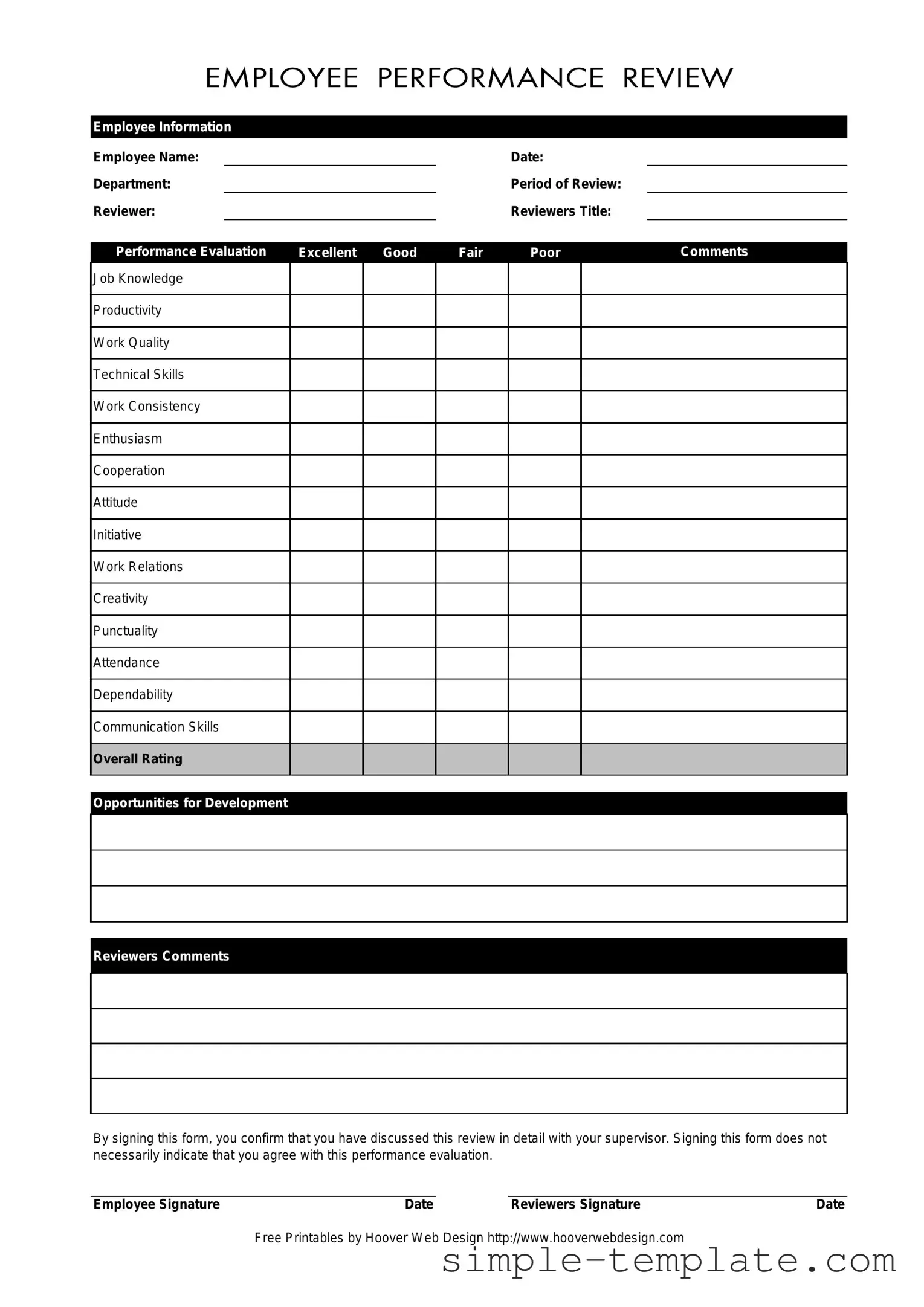 Free Employee Form in PDF