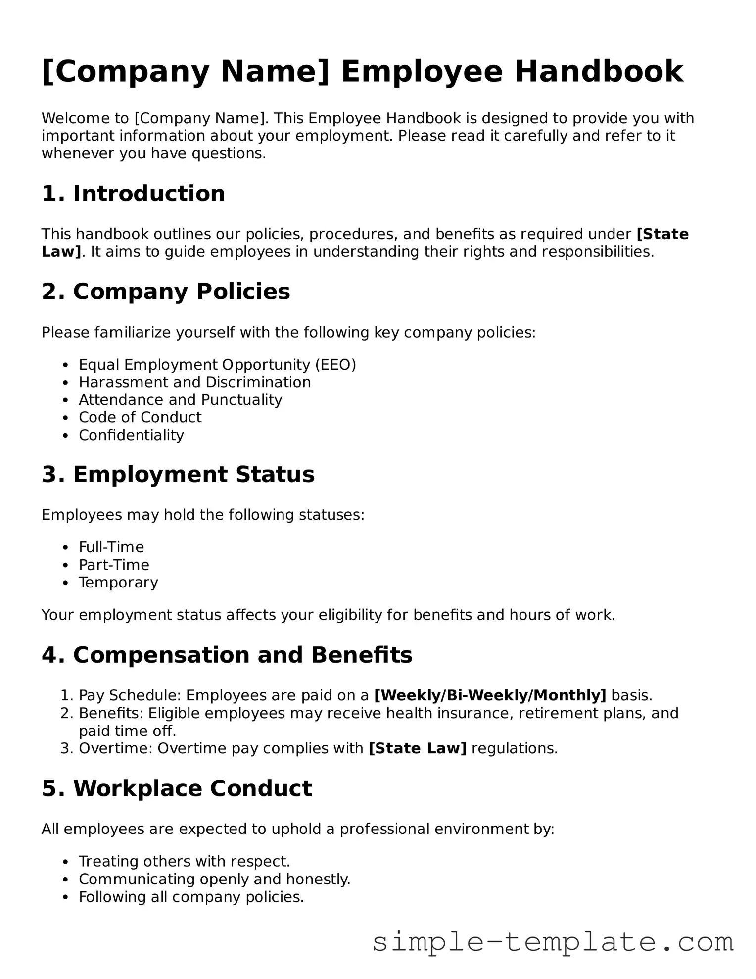 Employee Handbook Form
