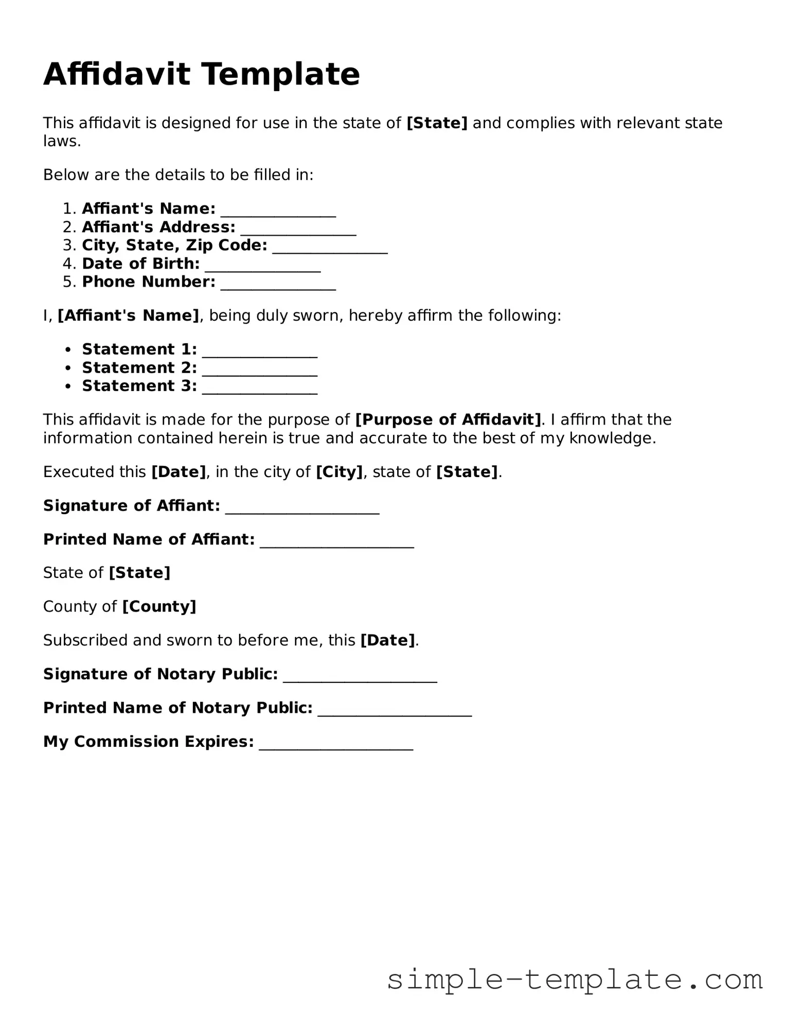 Affidavit Form