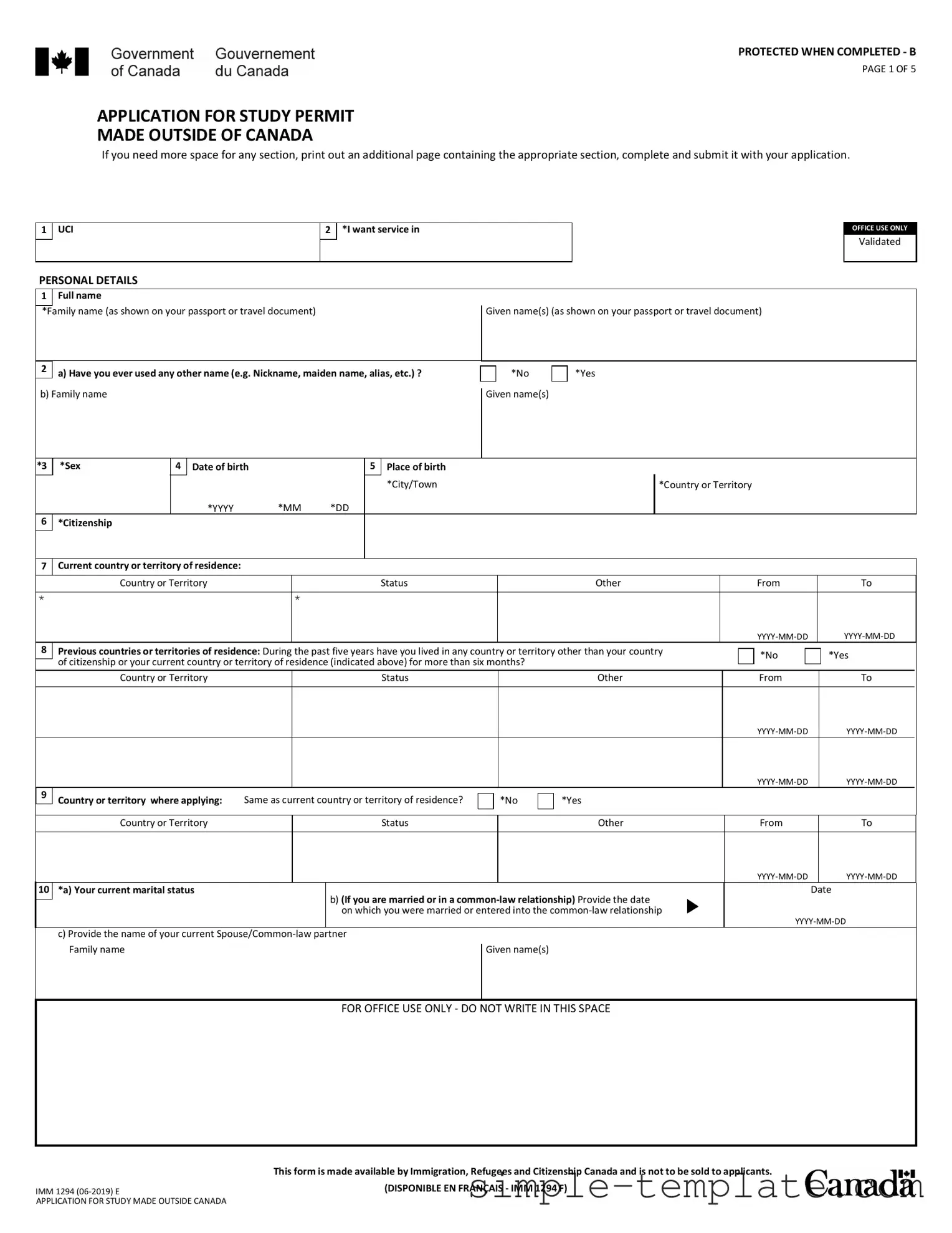 Free Imm 1294 Form in PDF