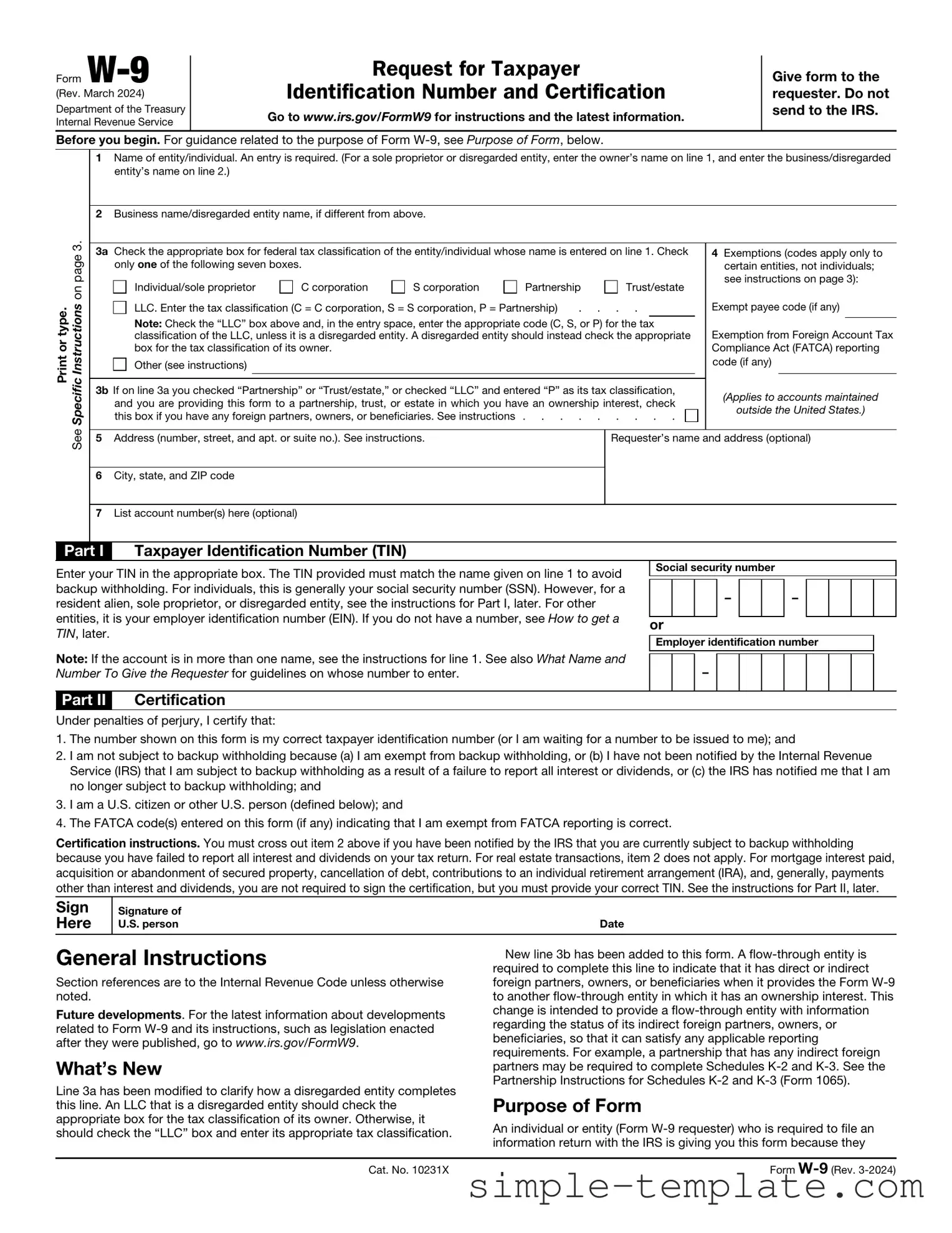 Free IRS W-9 Form in PDF
