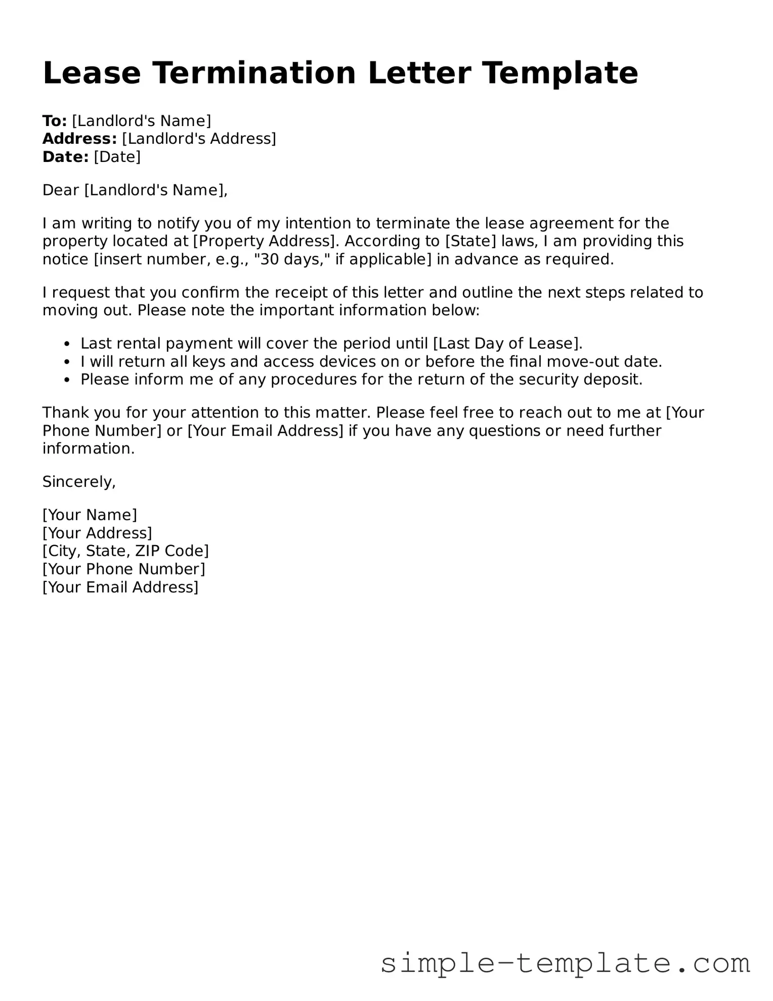 Lease Termination Letter Form