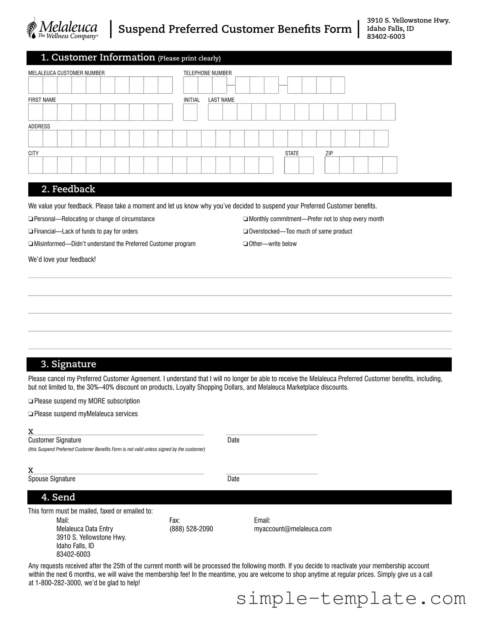 Free Melaleuca Cancellation Form in PDF