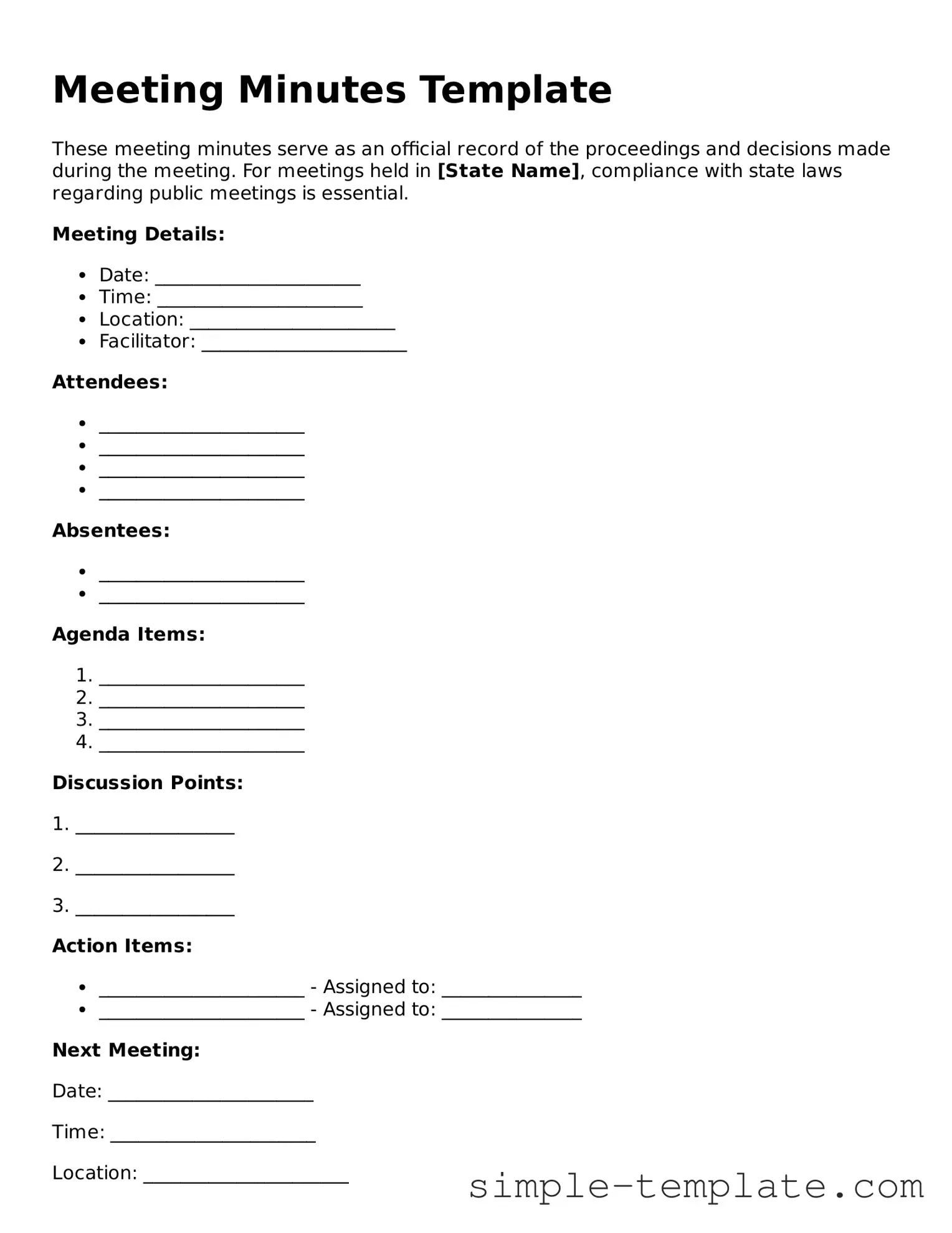 Meeting Minutes Form