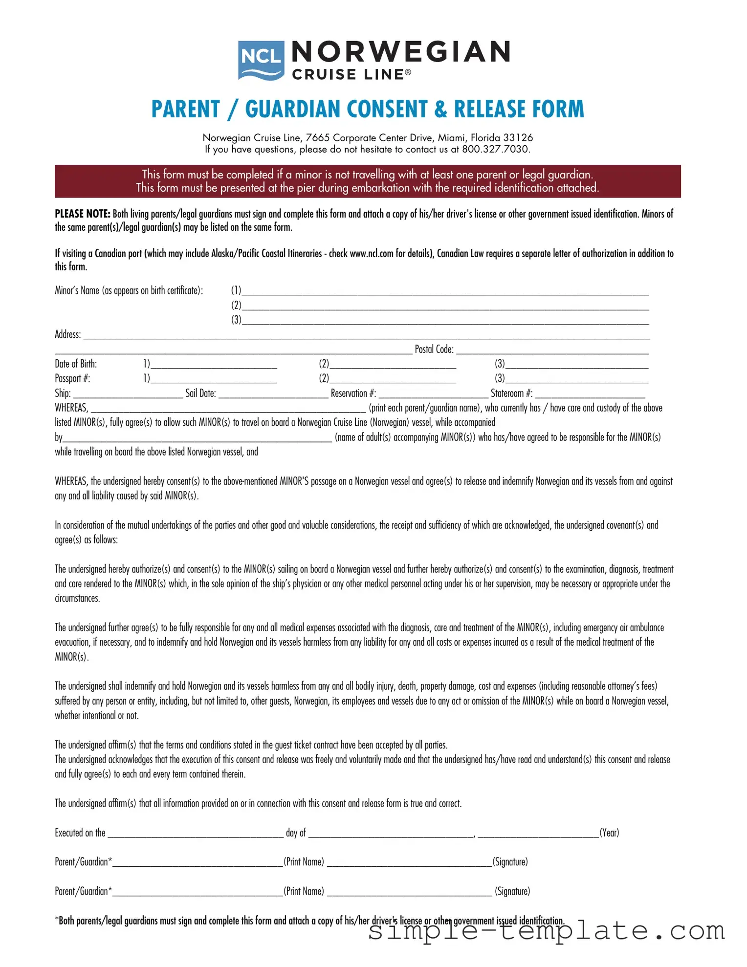 Free NCL Parental Consent Form in PDF