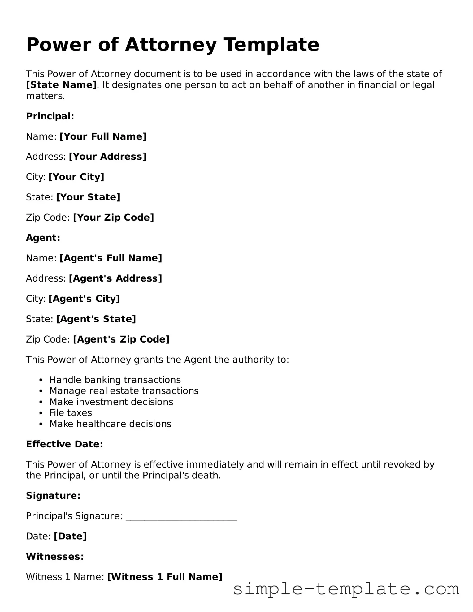Power of Attorney Form