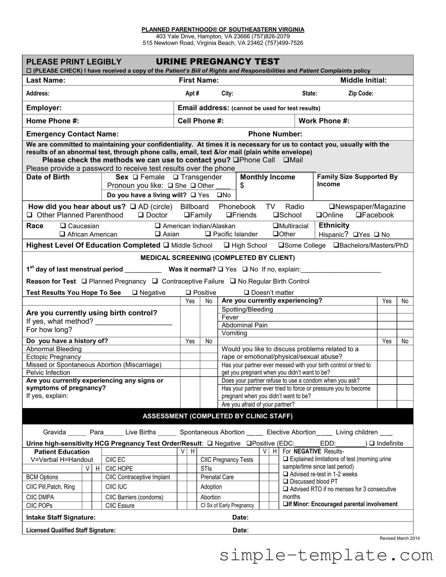 Free Planned Parenthood Proof Form in PDF