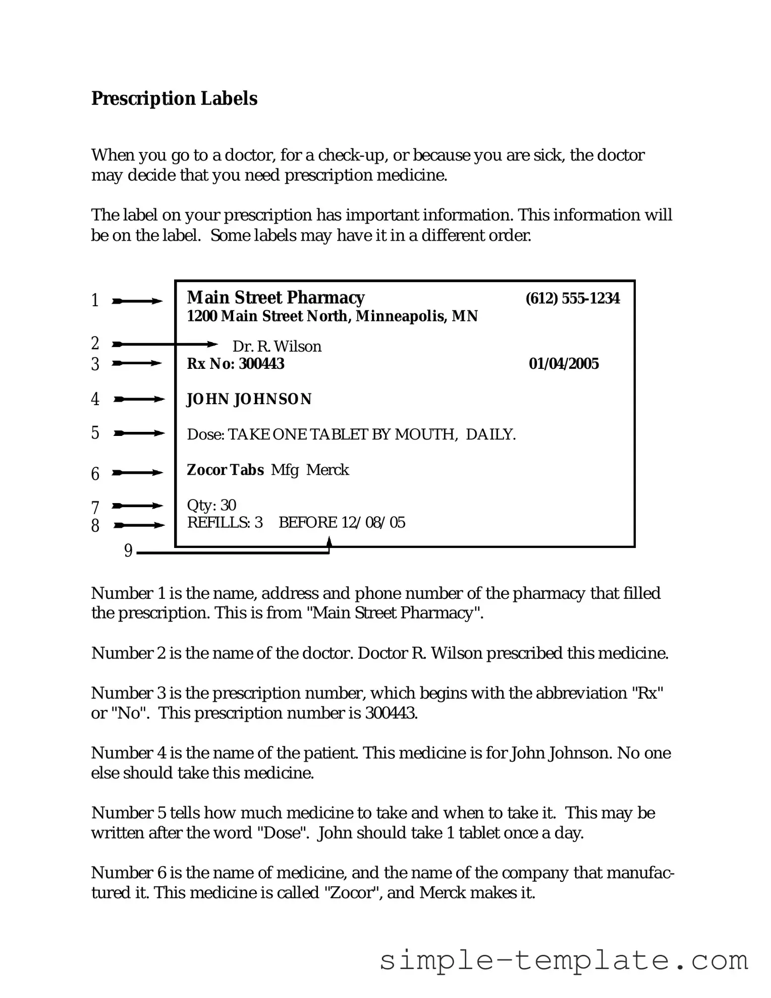 Free Prescription Label Form in PDF