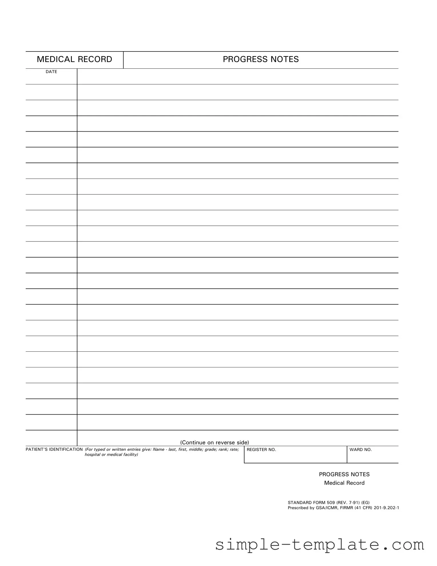 Free Progress Notes Form in PDF