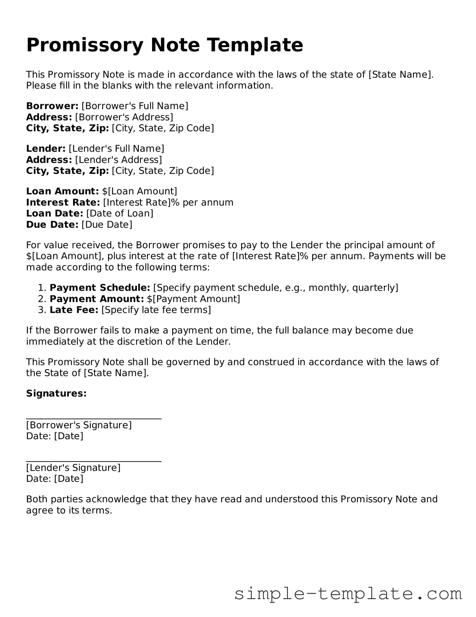 Promissory Note Form