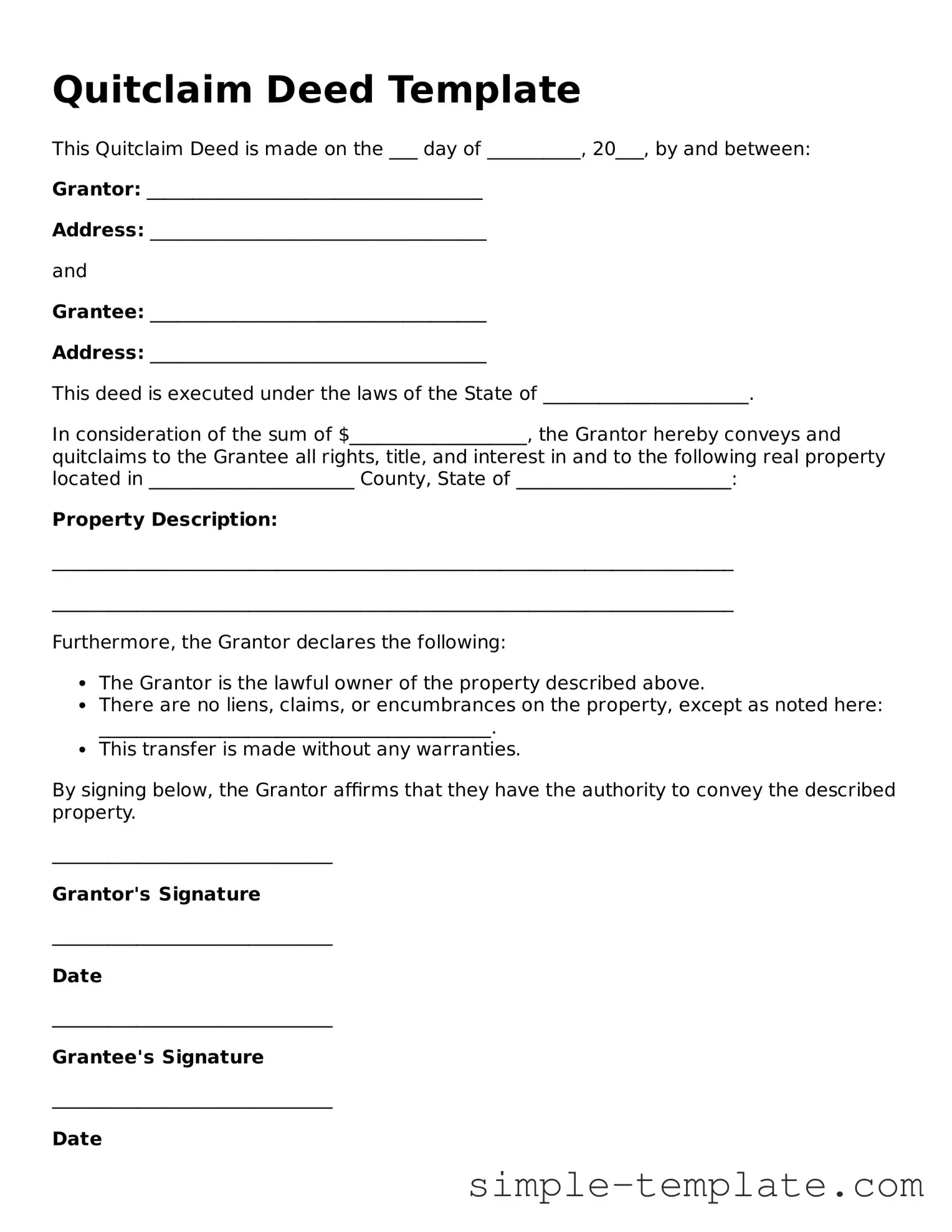 Quitclaim Deed Form