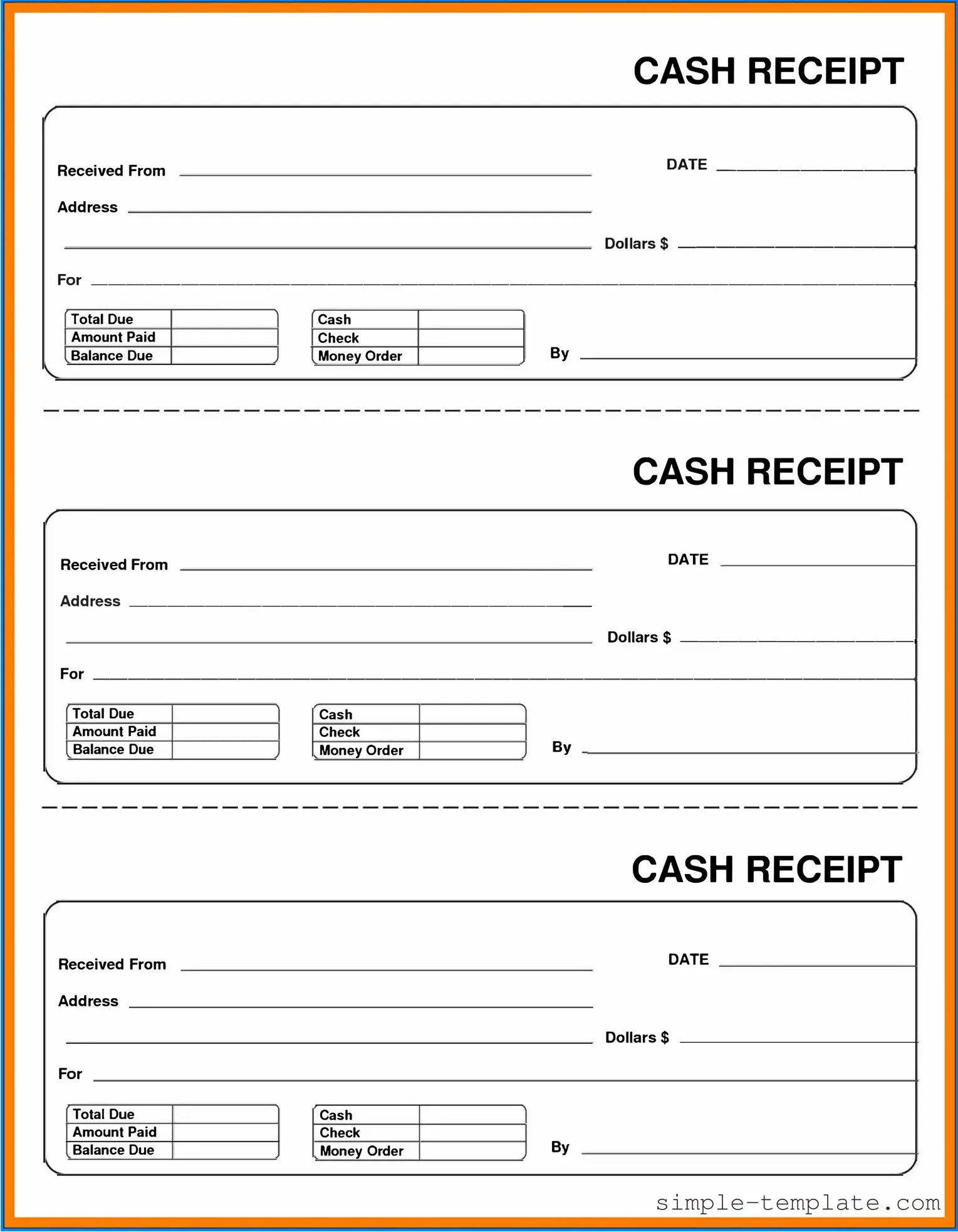 Free Cash Receipt Form in PDF