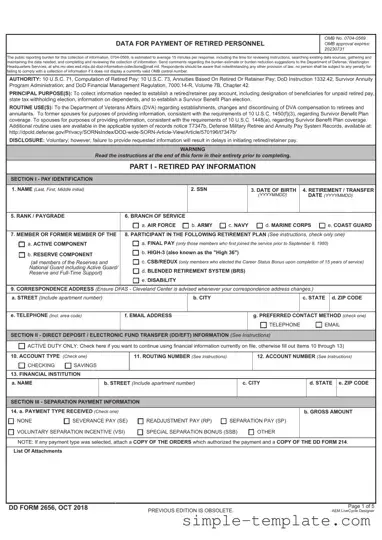 Free DD 2656 Form in PDF