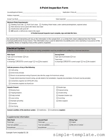 Free 4 Point Inspection Form in PDF