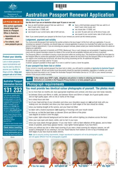 Free Australian Passport Renewal Form in PDF