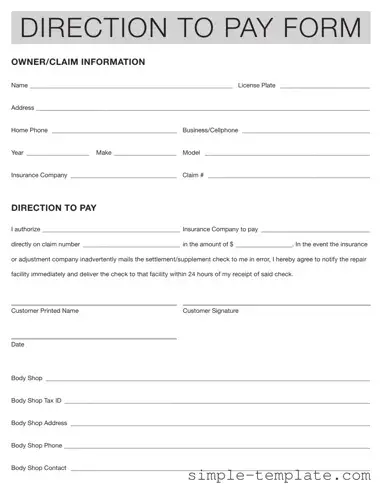 Free Authorization And Direction Pay Form in PDF