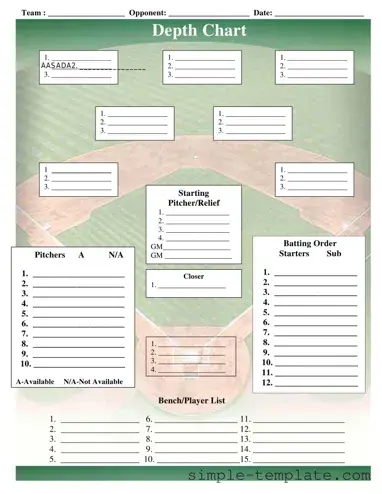 Free Baseball Field Lineup Form in PDF