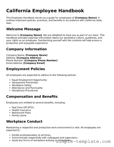 Printable California Employee Handbook Document