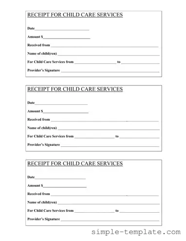 Free Childcare Receipt Form in PDF