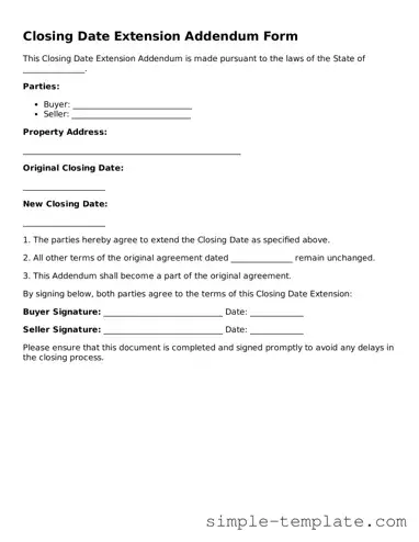 Closing Date Extension Addendum Form Form