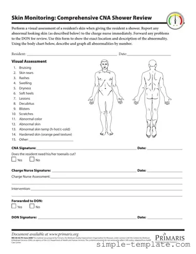 Free Cna Shower Sheets Form in PDF
