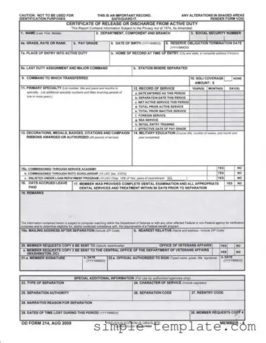 Free Dd 214 Form in PDF