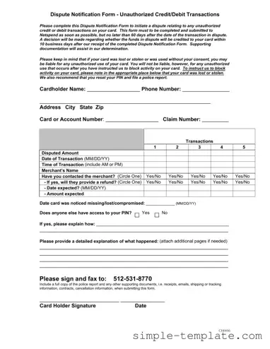 Free Netspend Dispute Form in PDF