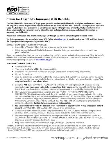 Free EDD DE 2501 Form in PDF