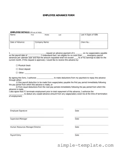 Free Employee Advance Form in PDF