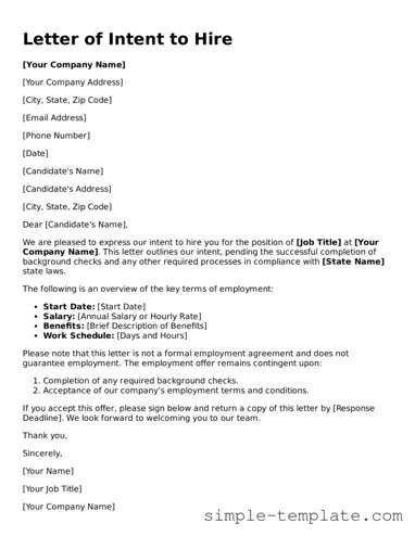 Letter of Intent to Hire Form