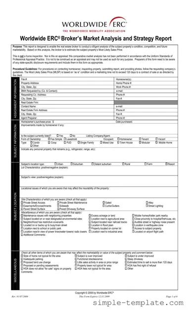Free Erc Broker Market Analysis Form in PDF