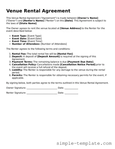 Venue Rental Agreement Form