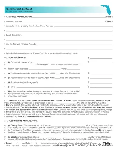 Free Florida Commercial Contract Form in PDF