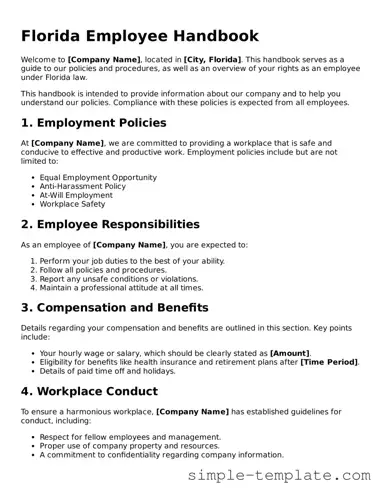 Printable Florida Employee Handbook Document
