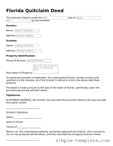 Printable Florida Quitclaim Deed Document