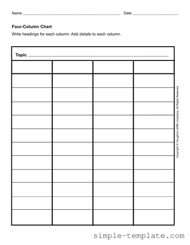 Free Four Column Chart Form in PDF