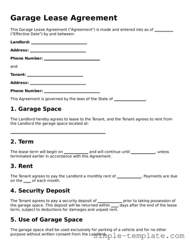 Garage Lease Agreement Form