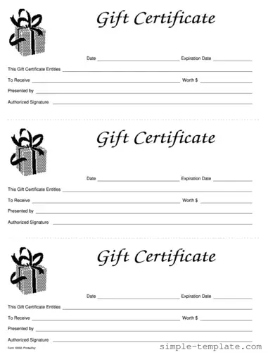 Free Gift Certificate Form in PDF