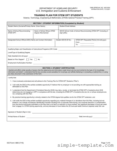 Free ICE I-983 Form in PDF