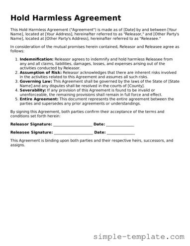 Hold Harmless Agreement Form