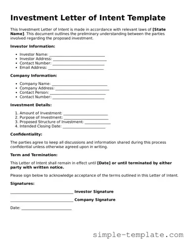 Investment Letter of Intent Form