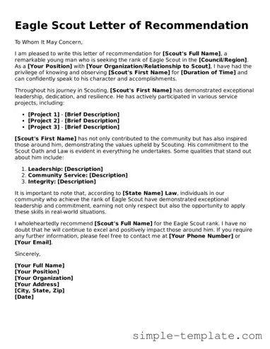 Eagle Scout Letter of Recommendation Form