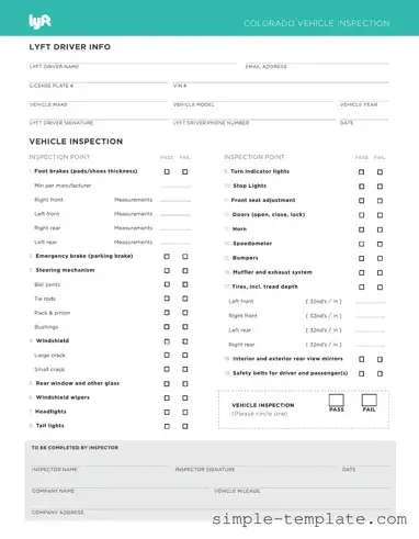 Free Lyft Inspection Form in PDF