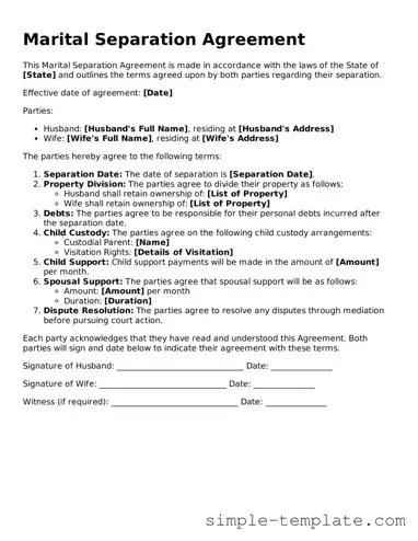 Marital Separation Agreement Form
