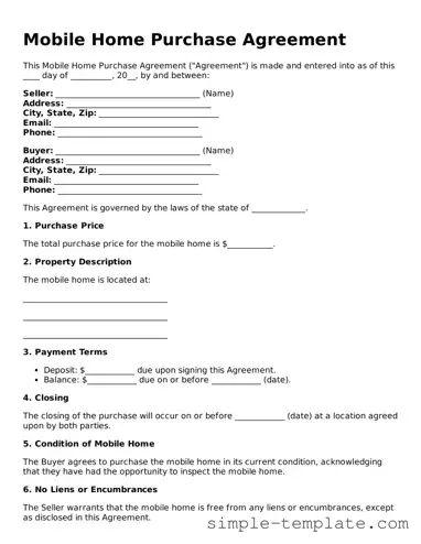 Mobile Home Purchase Agreement Form