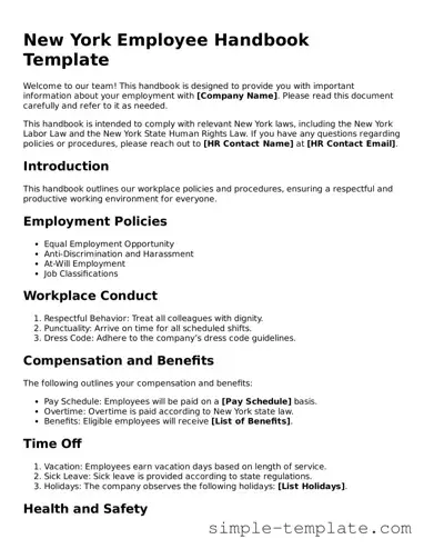 Printable New York Employee Handbook Document